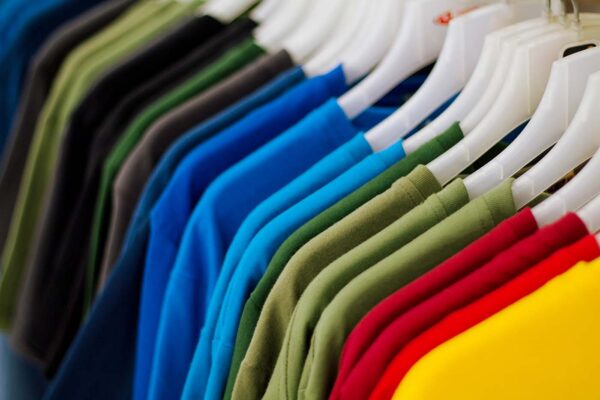 Colorful,T-shirts,On,Hang,For,Sale,In,Shop.,Multicolored,Summer